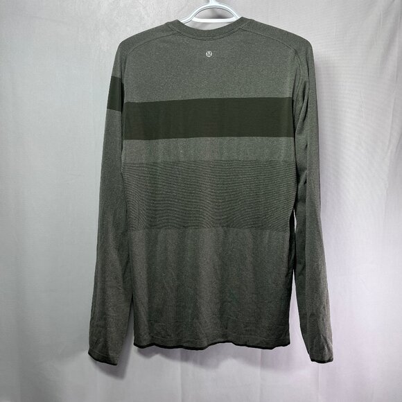 Lululemon Mens L/S. Metal Vent Tech Running Shirt Size M. Green/Gray. EUC - Picture 5 of 9